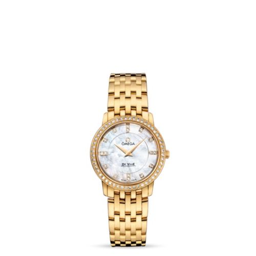 Omega De Ville Prestige Quartz 27 Yellow Gold Diamond / MOP Diamond / Bracelet